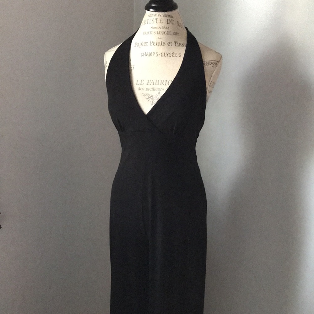 Alyn Paige Deep V Neck New York Black Jumpsuit